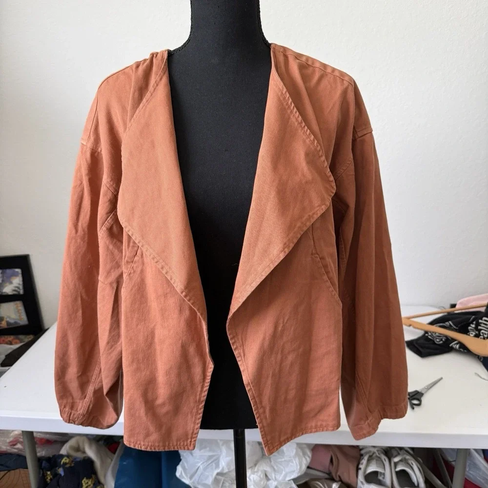 Free People  Drape Front Waterfall Blazer Copper Brown Size Small NWOT